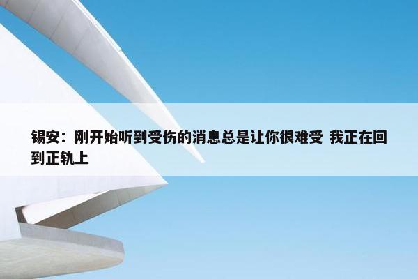 锡安：刚开始听到受伤的消息总是让你很难受 我正在回到正轨上