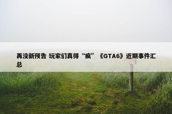 再没新预告 玩家们真得“疯”《GTA6》近期事件汇总