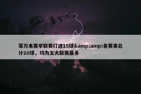 莱万本赛季联赛打进15球&amp;各赛事总计20球，均为五大联赛最多