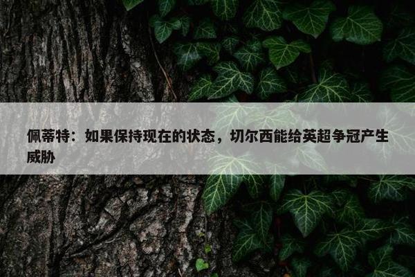 佩蒂特：如果保持现在的状态，切尔西能给英超争冠产生威胁