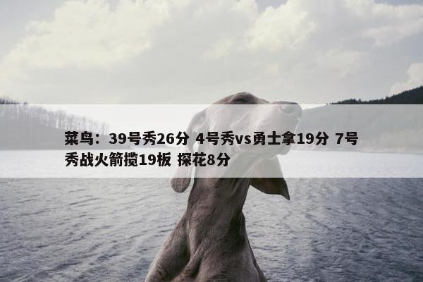 菜鸟：39号秀26分 4号秀vs勇士拿19分 7号秀战火箭揽19板 探花8分