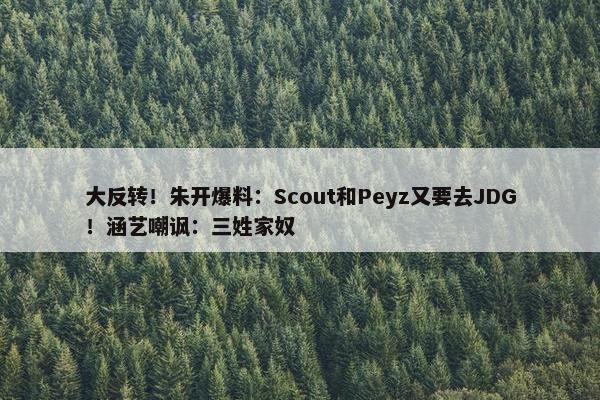 大反转！朱开爆料：Scout和Peyz又要去JDG！涵艺嘲讽：三姓家奴