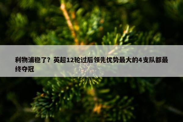 利物浦稳了？英超12轮过后领先优势最大的4支队都最终夺冠