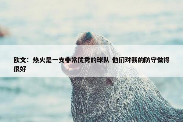 欧文：热火是一支非常优秀的球队 他们对我的防守做得很好