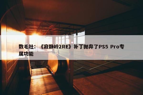 数毛社：《寂静岭2RE》补丁抛弃了PS5 Pro专属功能