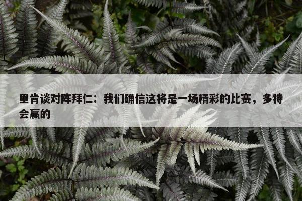 里肯谈对阵拜仁：我们确信这将是一场精彩的比赛，多特会赢的