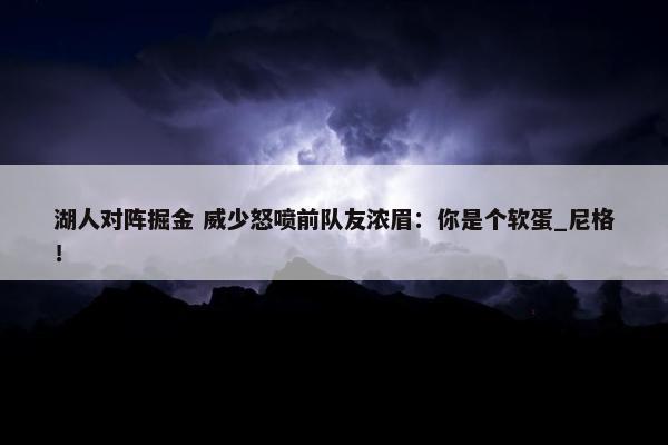 湖人对阵掘金 威少怒喷前队友浓眉：你是个软蛋_尼格！