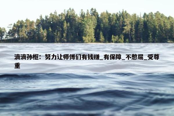 滴滴孙枢：努力让师傅们有钱赚_有保障_不憋屈_受尊重