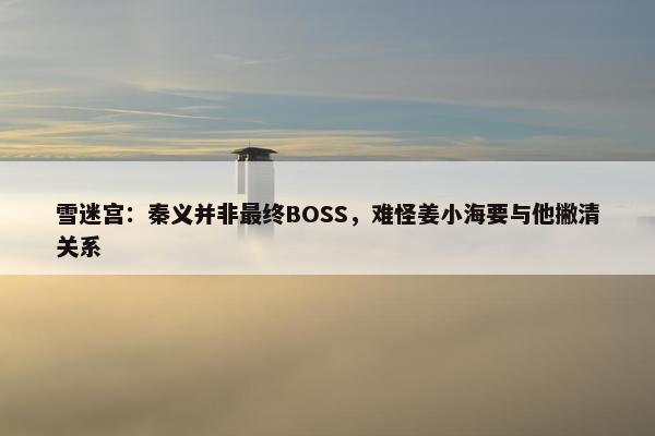 雪迷宫：秦义并非最终BOSS，难怪姜小海要与他撇清关系