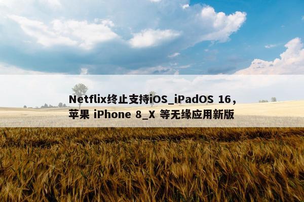 Netflix终止支持iOS_iPadOS 16，苹果 iPhone 8_X 等无缘应用新版