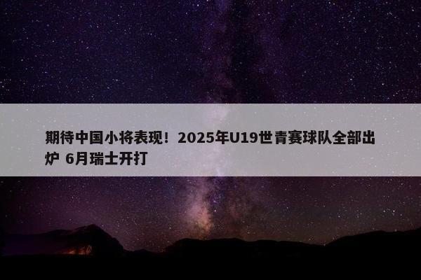 期待中国小将表现！2025年U19世青赛球队全部出炉 6月瑞士开打