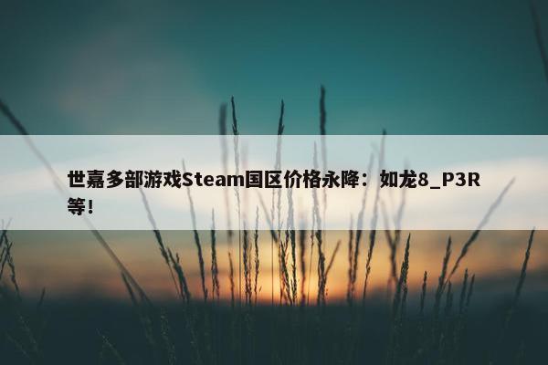 世嘉多部游戏Steam国区价格永降：如龙8_P3R等！