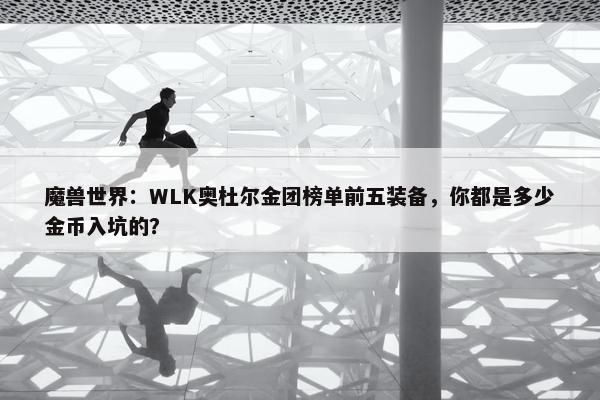 魔兽世界：WLK奥杜尔金团榜单前五装备，你都是多少金币入坑的？