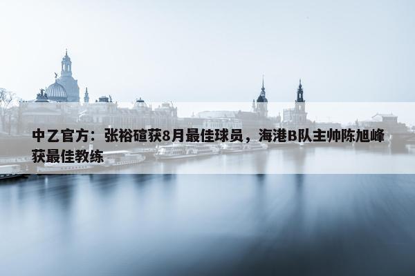 中乙官方：张裕碹获8月最佳球员，海港B队主帅陈旭峰获最佳教练