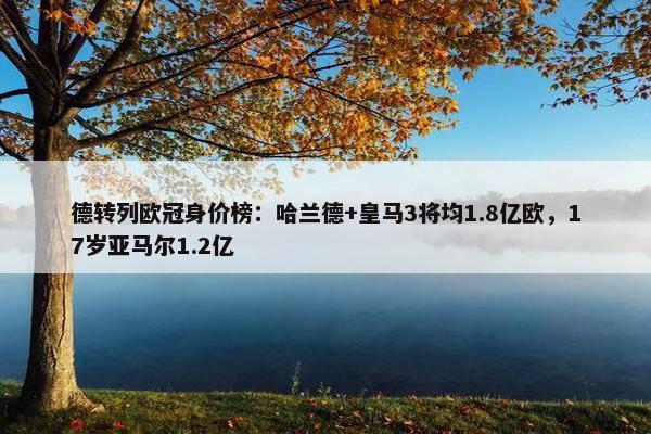 德转列欧冠身价榜：哈兰德+皇马3将均1.8亿欧，17岁亚马尔1.2亿