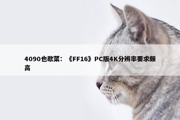 4090也歇菜：《FF16》PC版4K分辨率要求颇高