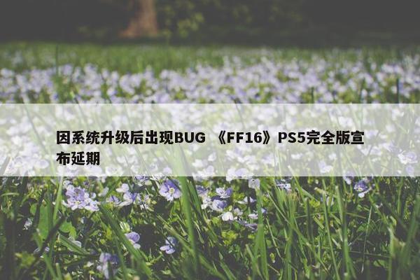 因系统升级后出现BUG 《FF16》PS5完全版宣布延期