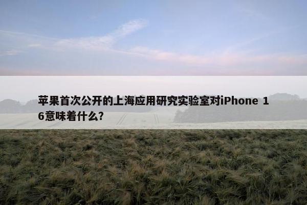 苹果首次公开的上海应用研究实验室对iPhone 16意味着什么？