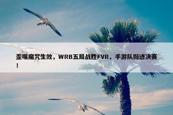 歪嘴魔咒生效，WRB五局战胜FVR，手游队挺进决赛！