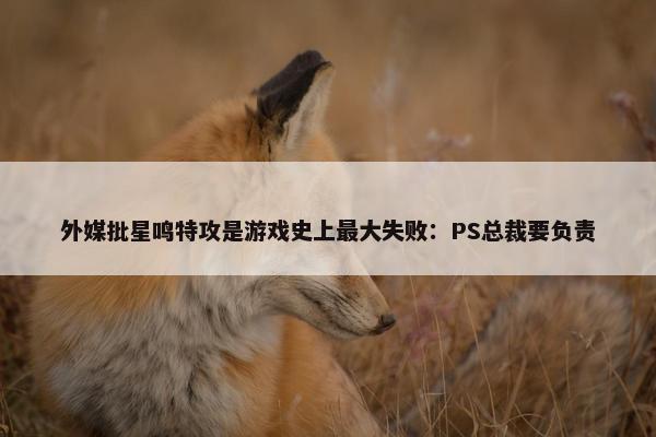 外媒批星鸣特攻是游戏史上最大失败：PS总裁要负责