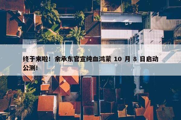 终于来啦！余承东官宣纯血鸿蒙 10 月 8 日启动公测！