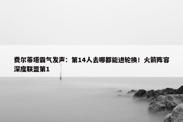 费尔蒂塔霸气发声：第14人去哪都能进轮换！火箭阵容深度联盟第1