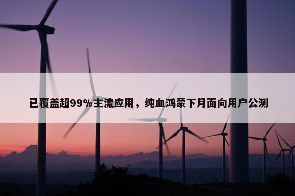 已覆盖超99%主流应用，纯血鸿蒙下月面向用户公测