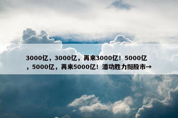 3000亿，3000亿，再来3000亿！5000亿，5000亿，再来5000亿！潘功胜力挺股市→