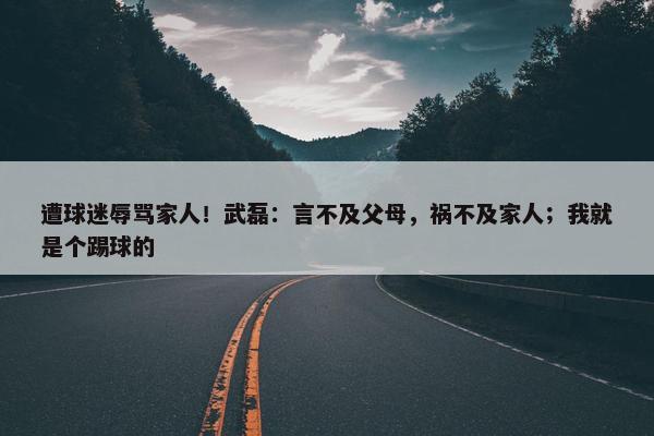 遭球迷辱骂家人！武磊：言不及父母，祸不及家人；我就是个踢球的