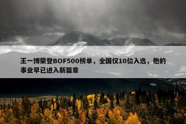 王一博荣登BOF500榜单，全国仅10位入选，他的事业早已进入新篇章