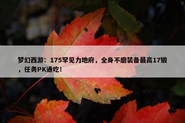 梦幻西游：175罕见力地府，全身不磨装备最高17锻，任务PK通吃！