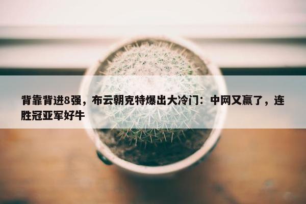 背靠背进8强，布云朝克特爆出大冷门：中网又赢了，连胜冠亚军好牛