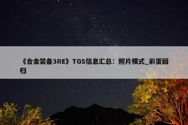 《合金装备3RE》TGS信息汇总：照片模式_彩蛋回归