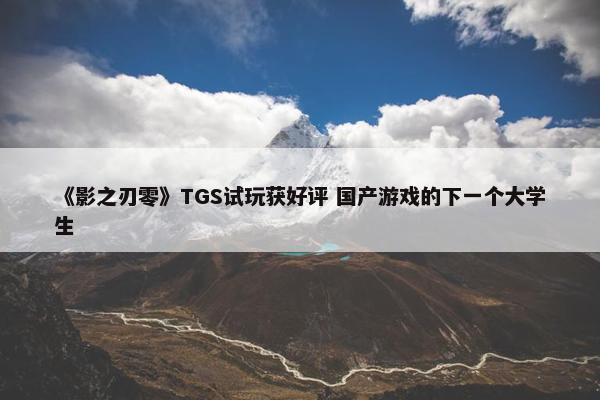 《影之刃零》TGS试玩获好评 国产游戏的下一个大学生