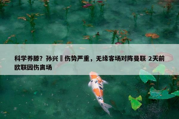 科学养滕？孙兴慜伤势严重，无缘客场对阵曼联 2天前欧联因伤离场