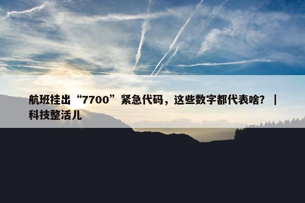 航班挂出“7700”紧急代码，这些数字都代表啥？｜科技整活儿