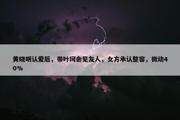 黄晓明认爱后，带叶珂会见友人，女方承认整容，微动40%