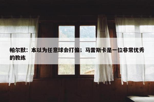 帕尔默：本以为任意球会打偏；马雷斯卡是一位非常优秀的教练