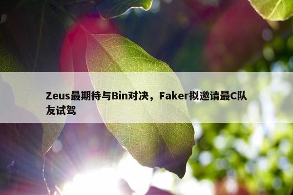 Zeus最期待与Bin对决，Faker拟邀请最C队友试驾