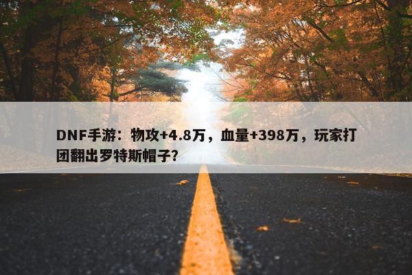 DNF手游：物攻+4.8万，血量+398万，玩家打团翻出罗特斯帽子？