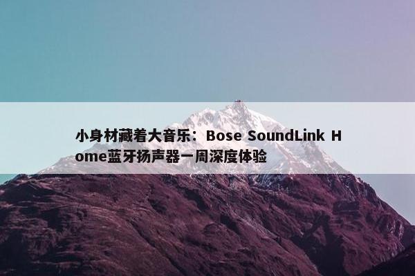 小身材藏着大音乐：Bose SoundLink Home蓝牙扬声器一周深度体验