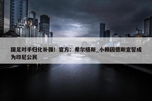 国足对手归化补强！官方：希尔格斯_小赖因德斯宣誓成为印尼公民