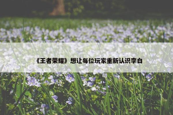 《王者荣耀》想让每位玩家重新认识李白