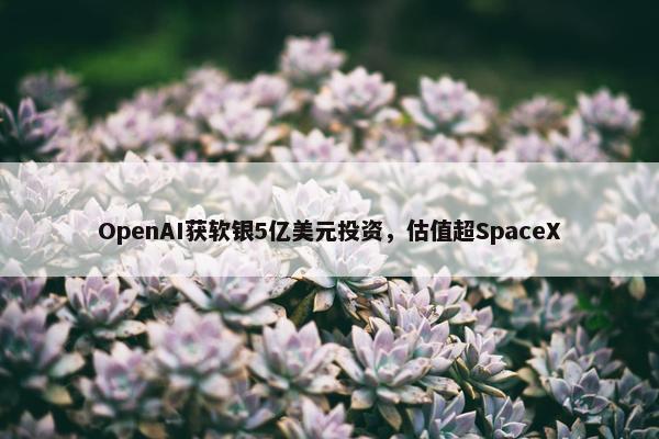 OpenAI获软银5亿美元投资，估值超SpaceX