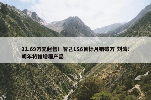 21.69万元起售！智己LS6目标月销破万 刘涛：明年将推增程产品