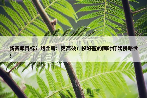 新赛季目标？维金斯：更高效！投好篮的同时打出侵略性！