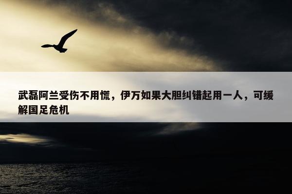 武磊阿兰受伤不用慌，伊万如果大胆纠错起用一人，可缓解国足危机