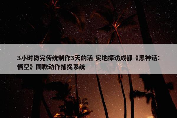 3小时做完传统制作3天的活 实地探访成都《黑神话：悟空》同款动作捕捉系统