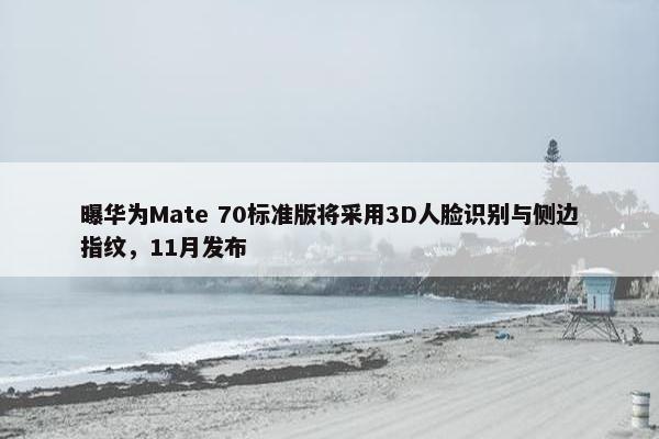 曝华为Mate 70标准版将采用3D人脸识别与侧边指纹，11月发布