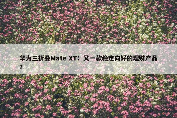 华为三折叠Mate XT：又一款稳定向好的理财产品？